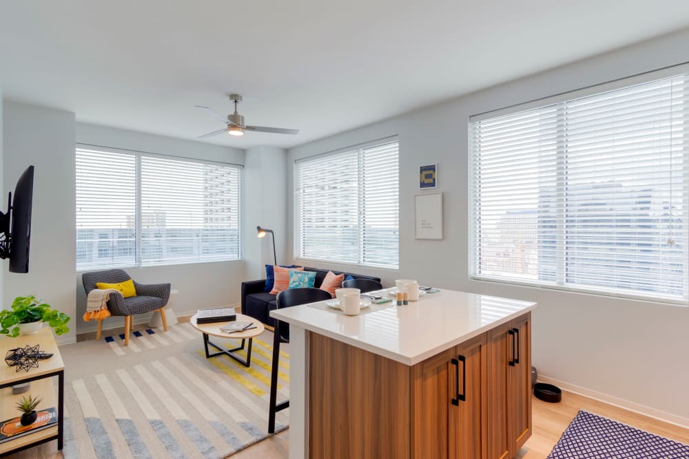 Bright student apartment bedroom at HERE Atlanta in Atlanta, Georgia