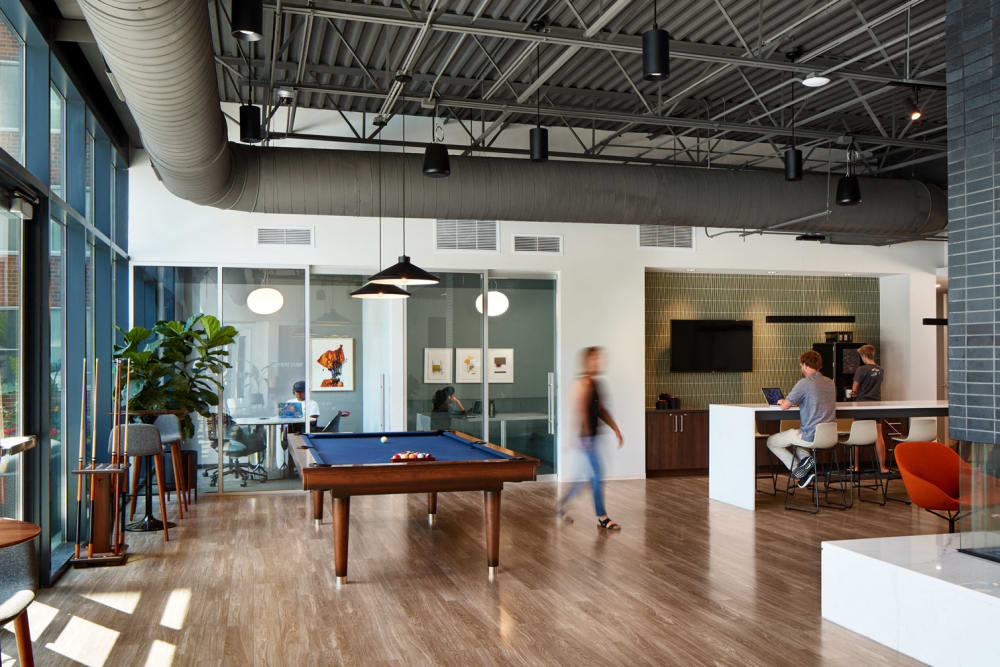 Clubhouse area with an awesome pool table at Scio at the Medical District in Chicago, Illinois