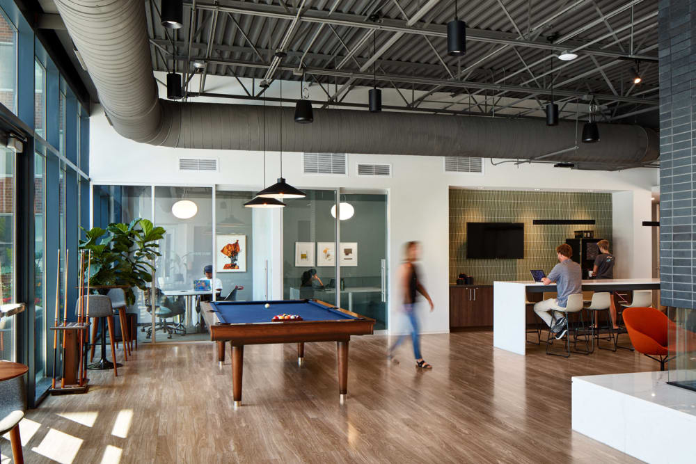 Pool table in the clubhouse area at Scio at the Medical District in Chicago, Illinois