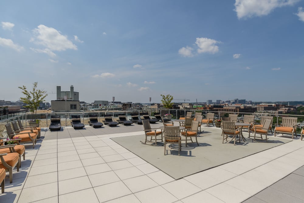 Incredible rooftop terrace for residents to hang out on at Bristol House in Washington, District of Columbia