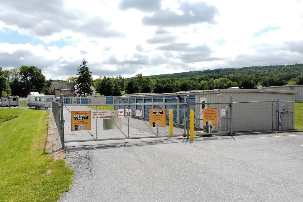 Gated facility at Storage World in Womelsdorf, Pennsylvania