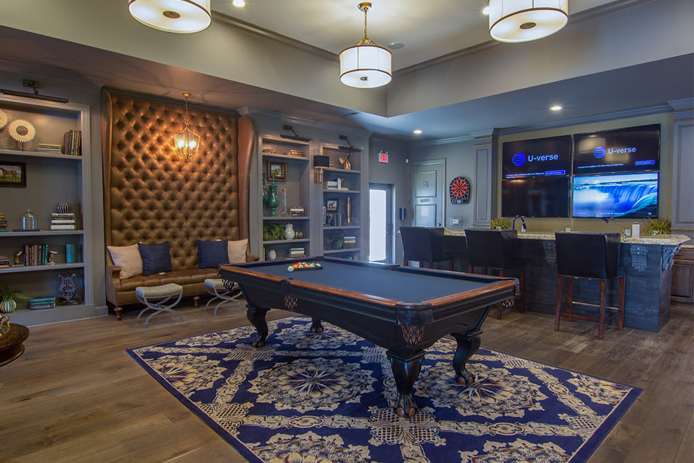 Billiards area in clubhouse at Palmer House Apartment Homes in New Albany, Ohio