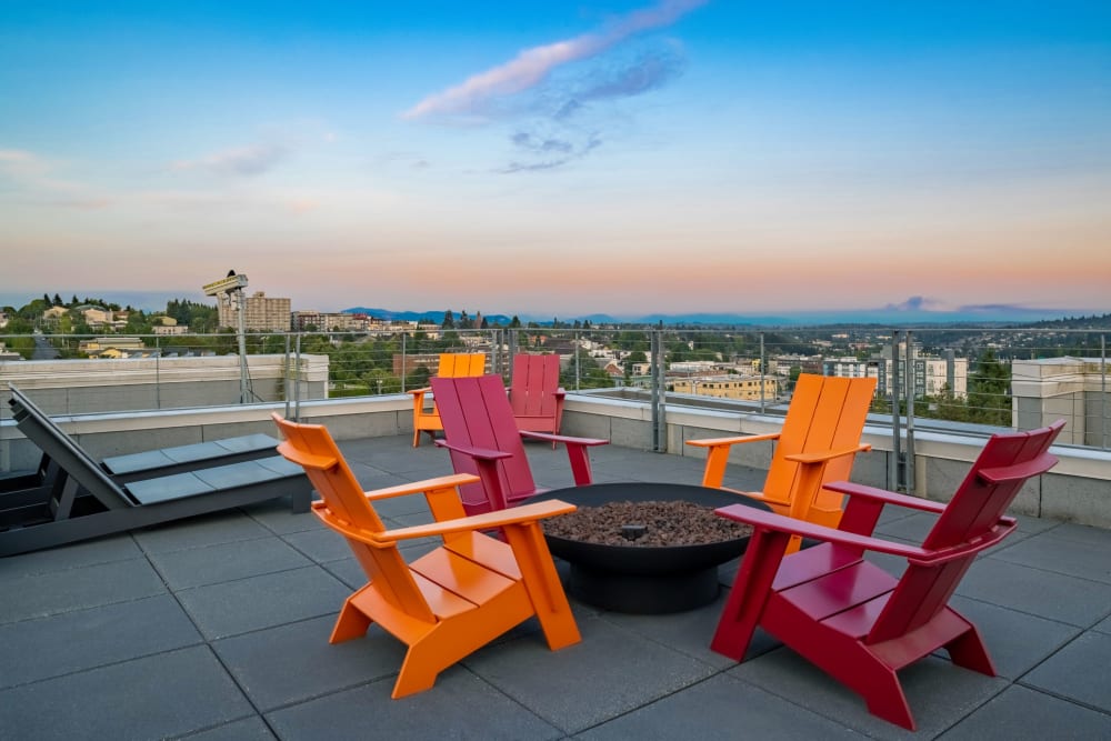 Adirondack chairs on rooftop at Anthem on 12th in Seattle, Washington
