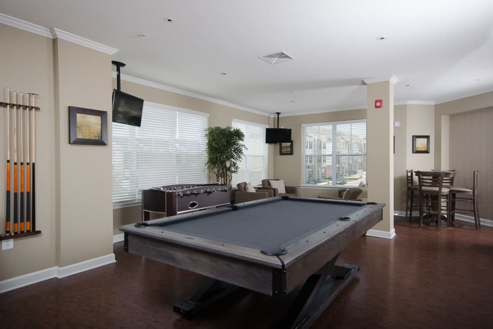Nice looking pool table in the resident clubhouse at The Retreat at Market Square in Frederick, Maryland