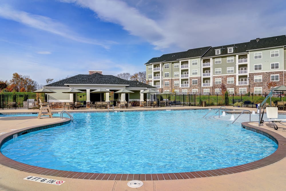 Large resort style swimming pool at The Retreat at Market Square in Frederick, Maryland