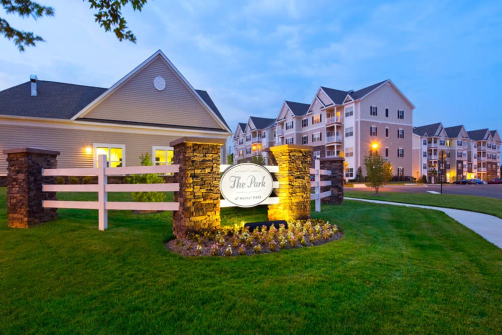 Entrance sign in front of the complex at The Retreat at Market Square in Frederick, Maryland
