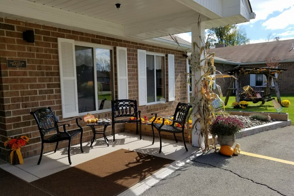 Covered patio at Snyder Memorial Health Care in Marienville, Pennsylvania