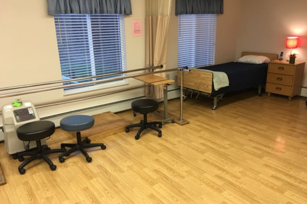 Spsacious rehab room at Doylestown Health Care Center in Doylestown, Ohio