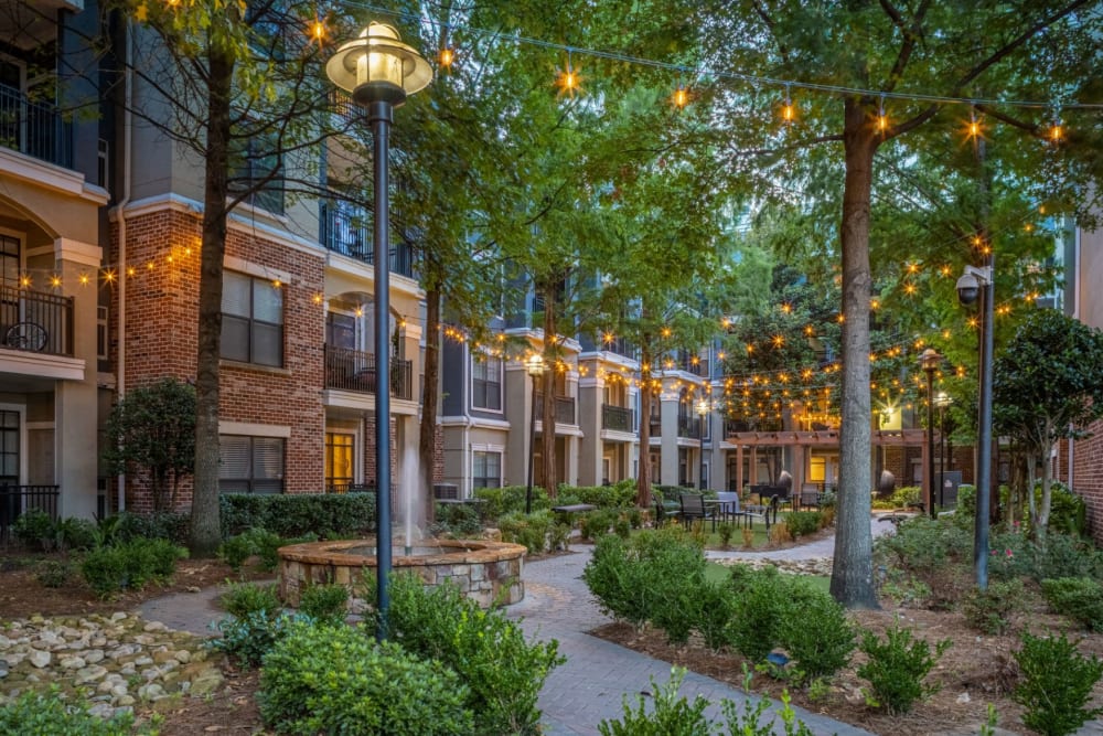 landscaped walking path at Marquis Midtown District in Atlanta, Georgia
