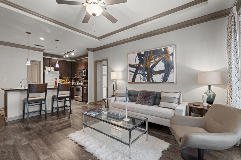 model living room at Marquis Midtown District in Atlanta, Georgia