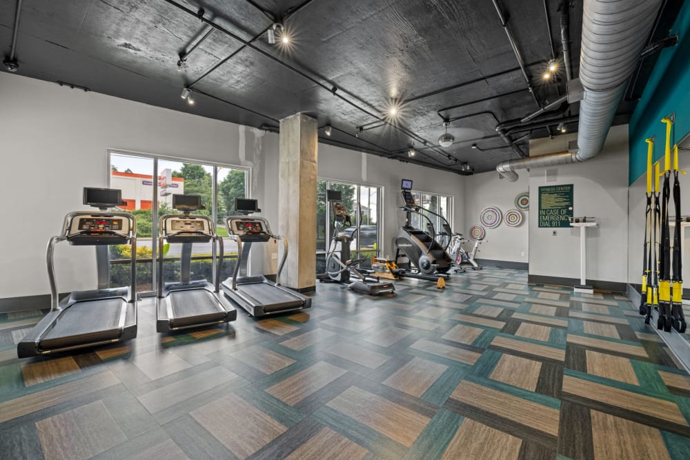 treadmills in the fitness center at Skyline West in Atlanta, Georgia