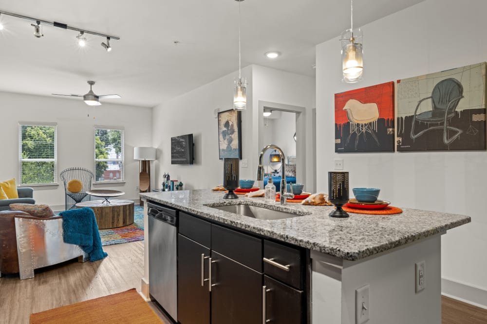 kitchen island at Skyline West in Atlanta, Georgia