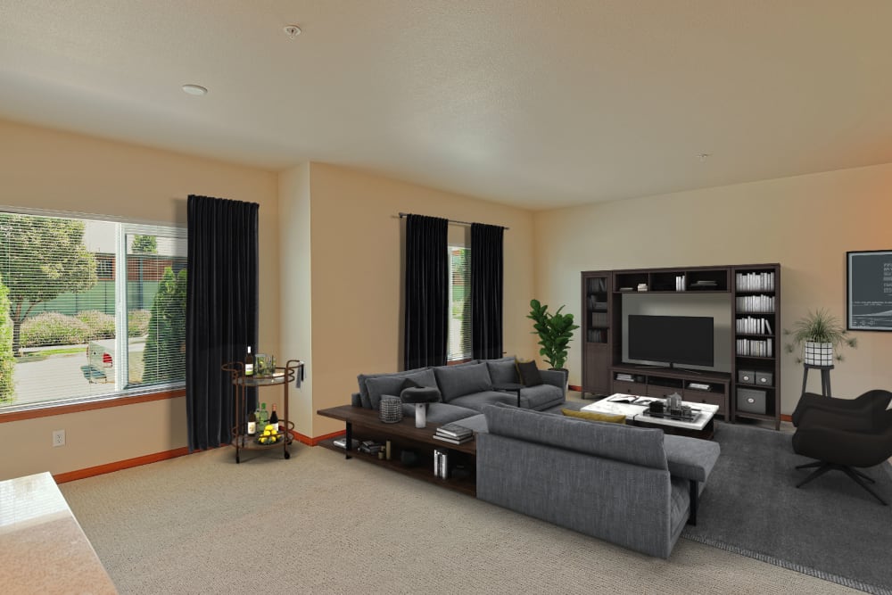 Model living room at Deer Haven in Wenatchee, Washington