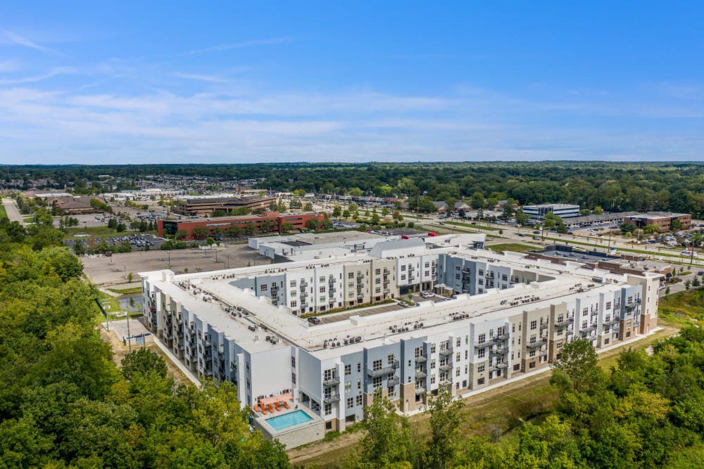 Another aerial view of Town Court in West Bloomfield, Michigan