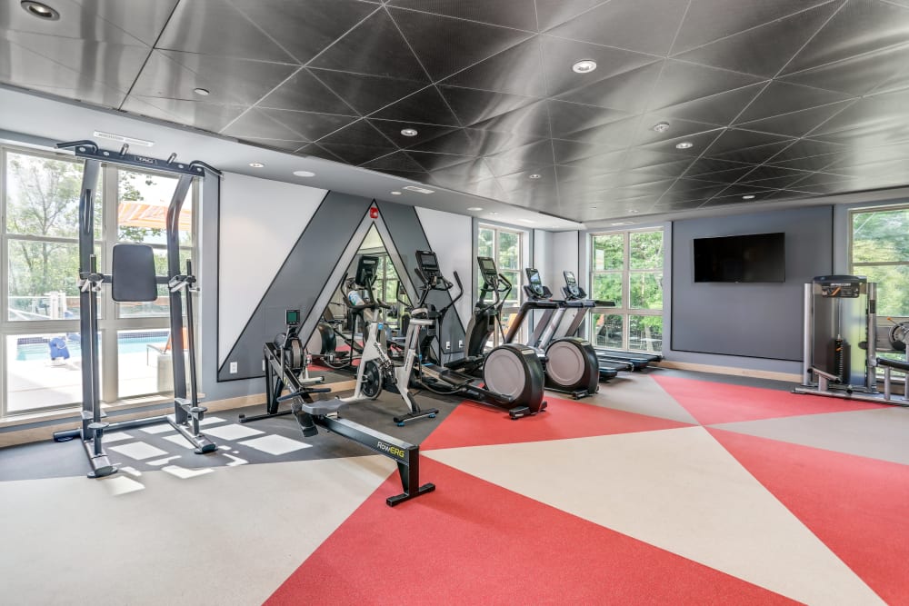 Fitness center at Town Court in West Bloomfield, Michigan