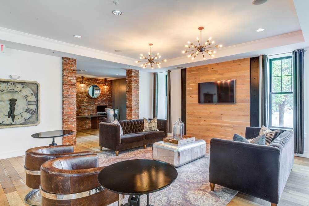 elegant seating in clubhouse at Bradlee Danvers in Danvers, Massachusetts