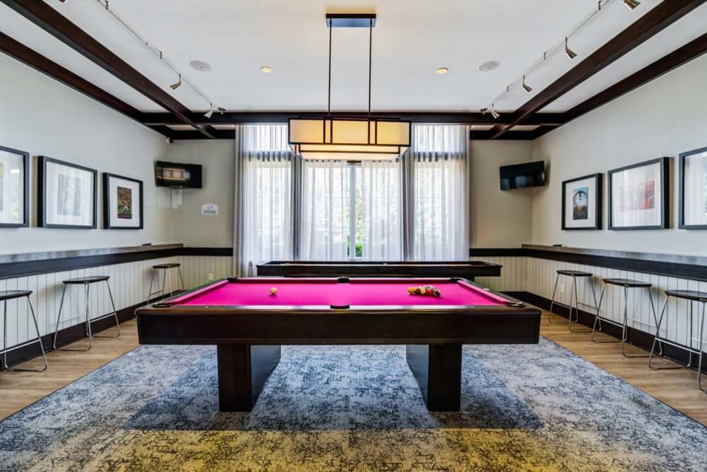 Billiards table inside Clubhouse at The Grove Somerset in Somerset, New Jersey
