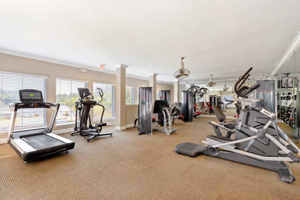 Resident gym at The Abbey on Lake Wyndemere in The Woodlands, Texas