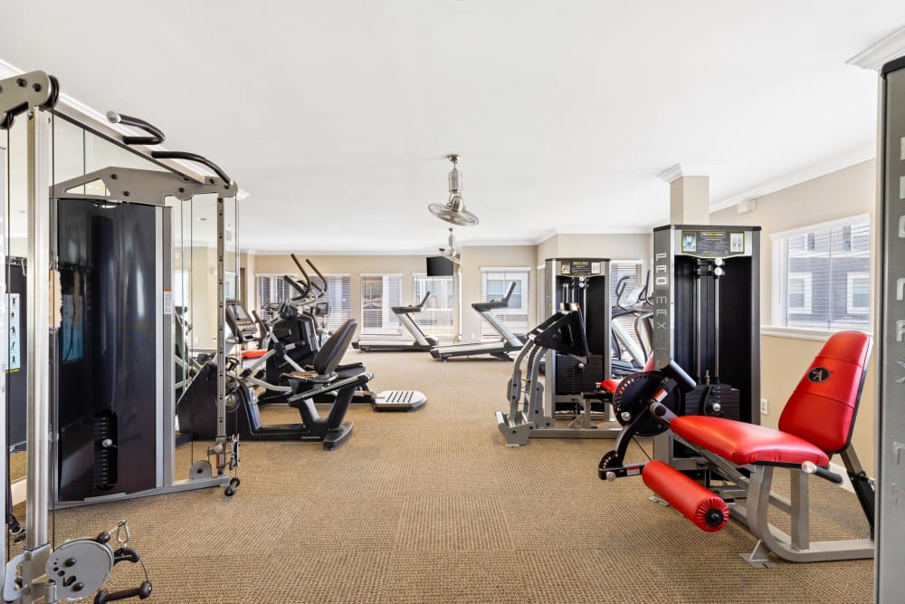 Apartments with a gym at The Abbey on Lake Wyndemere in The Woodlands, Texas