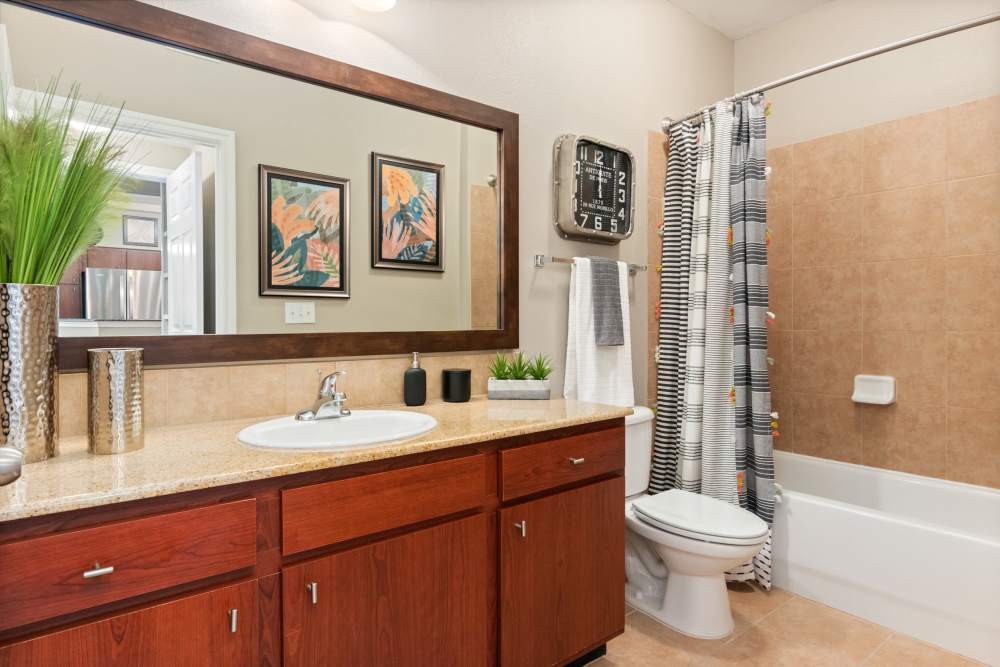 Spacious bathrooms at The Abbey on Lake Wyndemere in The Woodlands, Texas