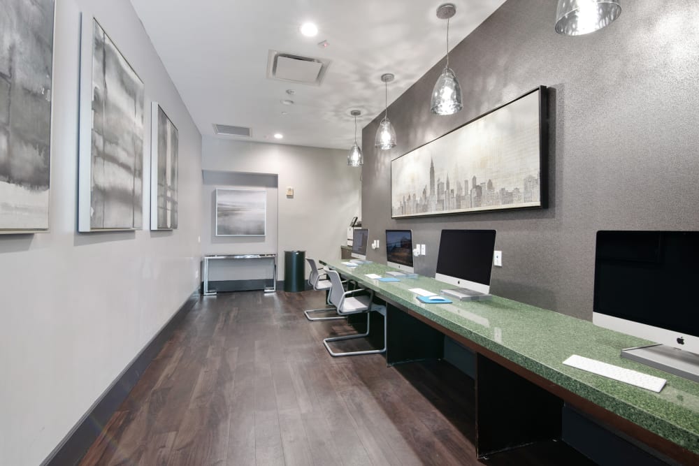Business area with computers at Skyline New Rochelle in New Rochelle, New York