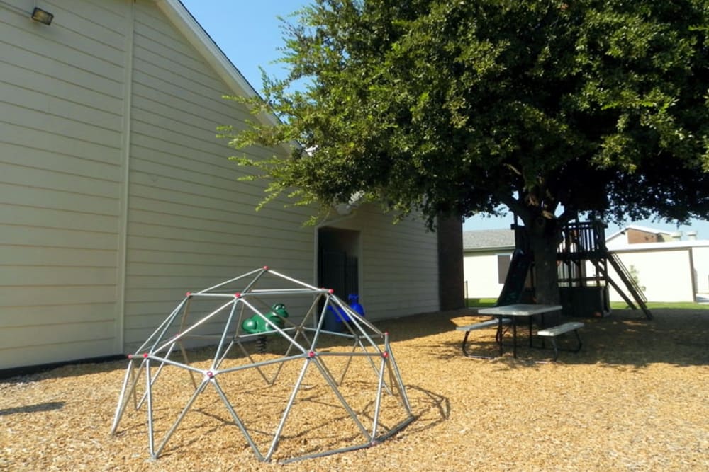 Climbing dome and playground at Riverbend in Arlington, Texas