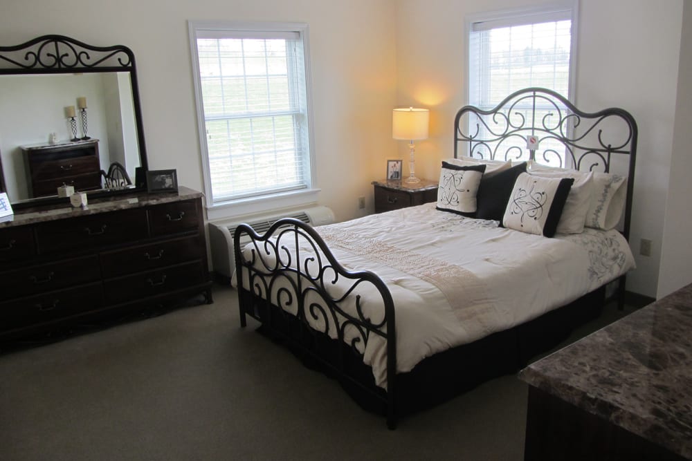 Spacious bedroom at Windsor Estates Assisted Living in New Middletown, Ohio