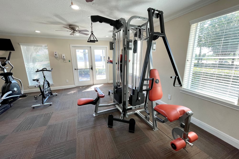 Enjoy apartments with a gym at The Abbey at Willowbrook in Houston, Texas