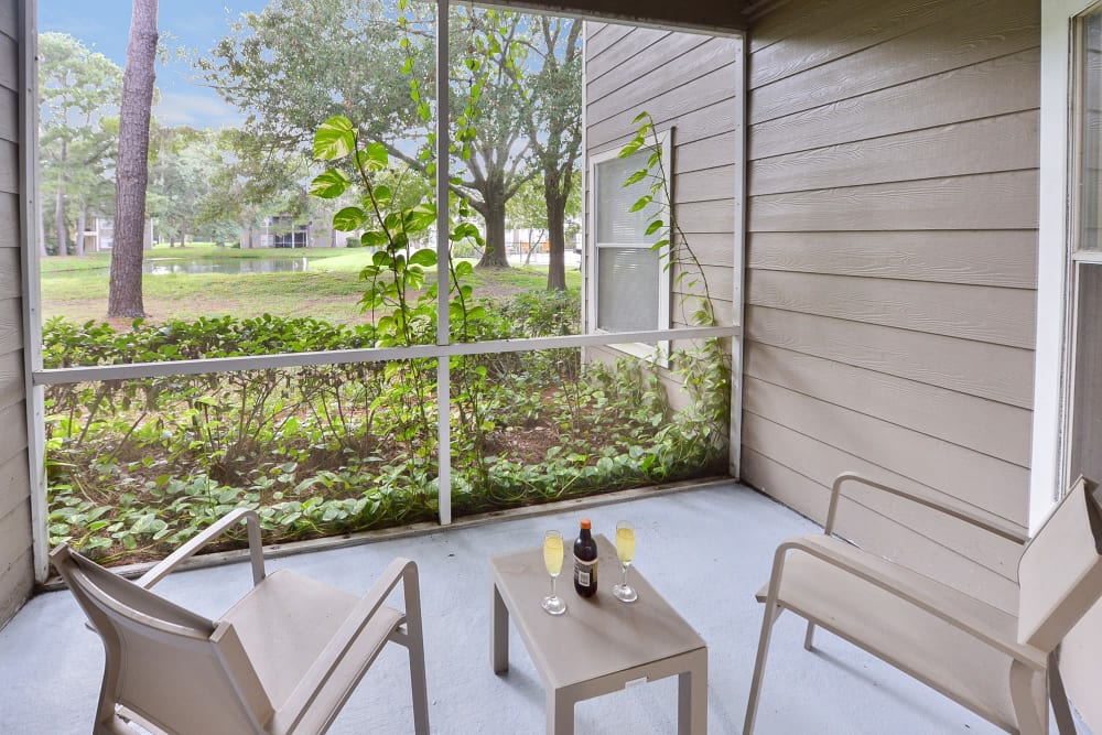 Private patio at Promenade Apartment Homes in Winter Garden, Florida