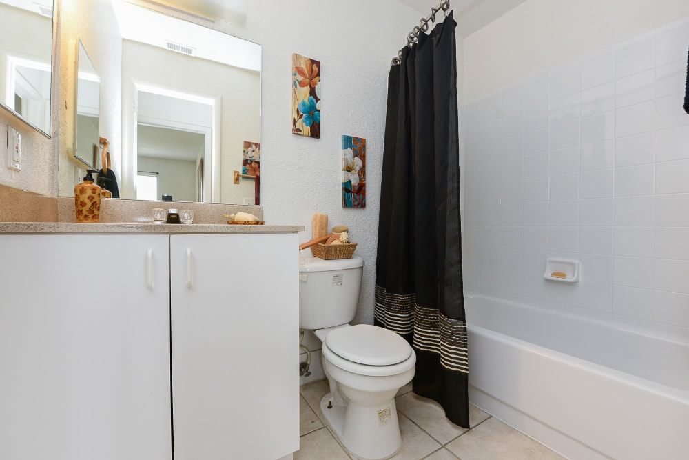 Bathroom in a home at Pointe Sienna Apartment Homes in Jacksonville, Florida