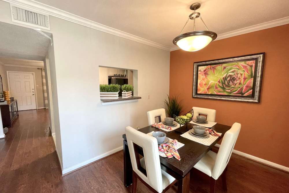 Modern dining areas at The Abbey at Briar Forest in Houston, Texas