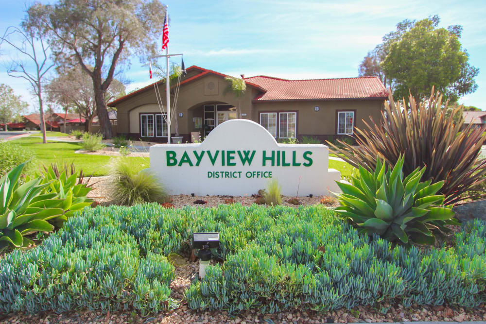 Property signage at Bayview Hills in San Diego, California