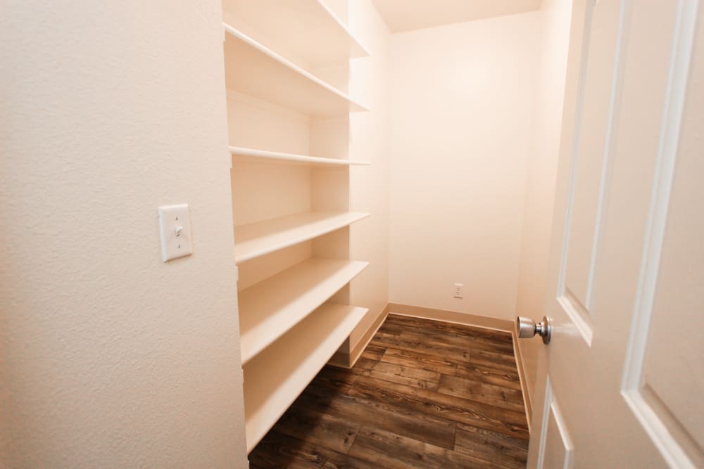 A storage closet in a home at Bayview Hills in San Diego, California
