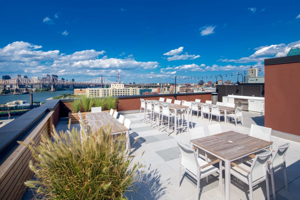 Incredible rooftop patio area at The Maximilian in Queens, New York
