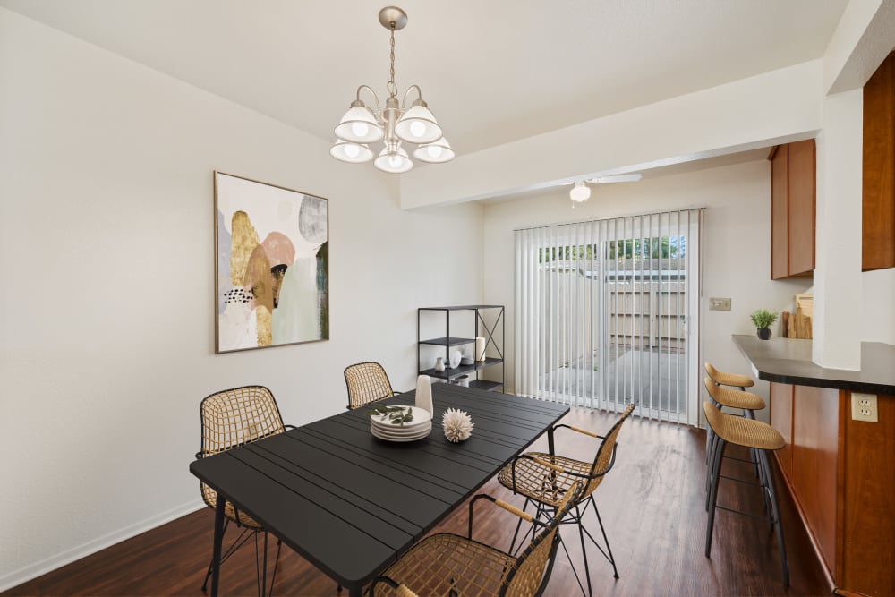 Furnished dining room in a home at Bruns Park in Port Hueneme, California