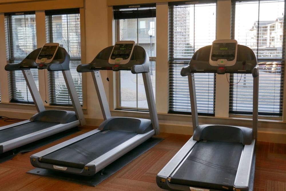 Row of treadmills in the gym at Anatole on MacArthur in Oklahoma City, Oklahoma