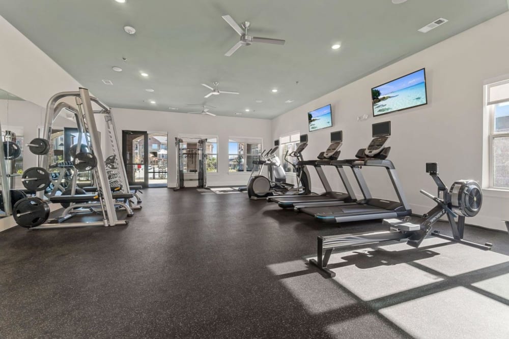 State of the art fitness center at Auberge of Burleson in Burleson, Texas
