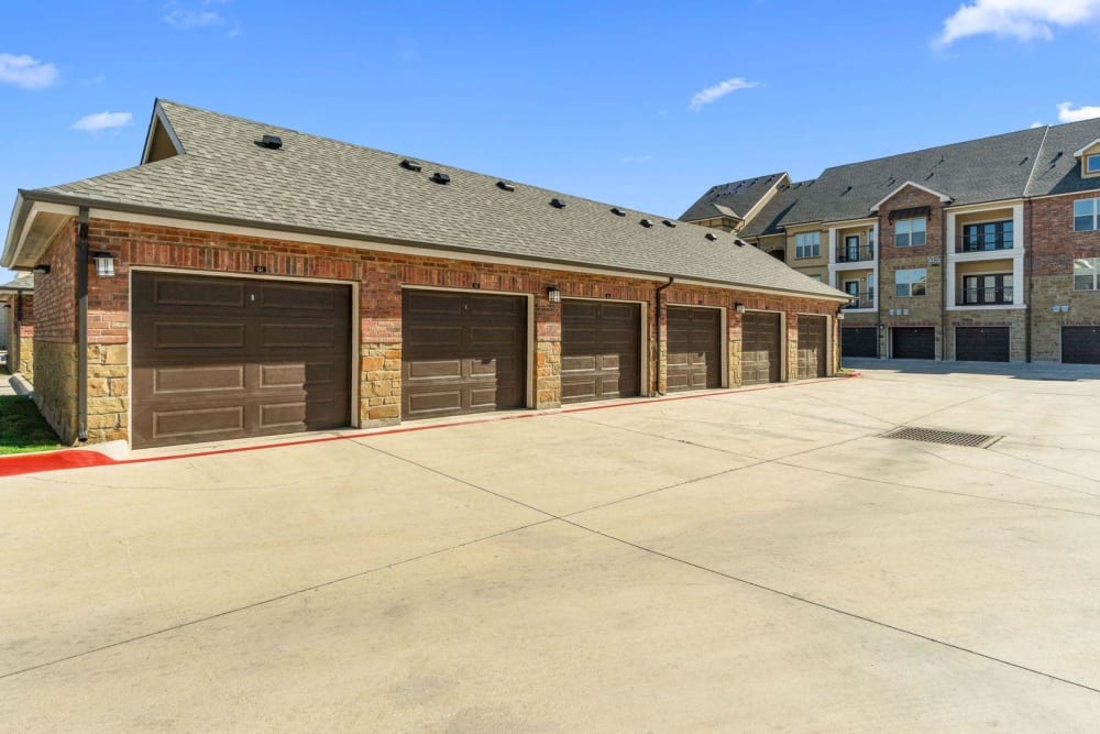 Private detached garages at Auberge of Burleson in Burleson, Texas