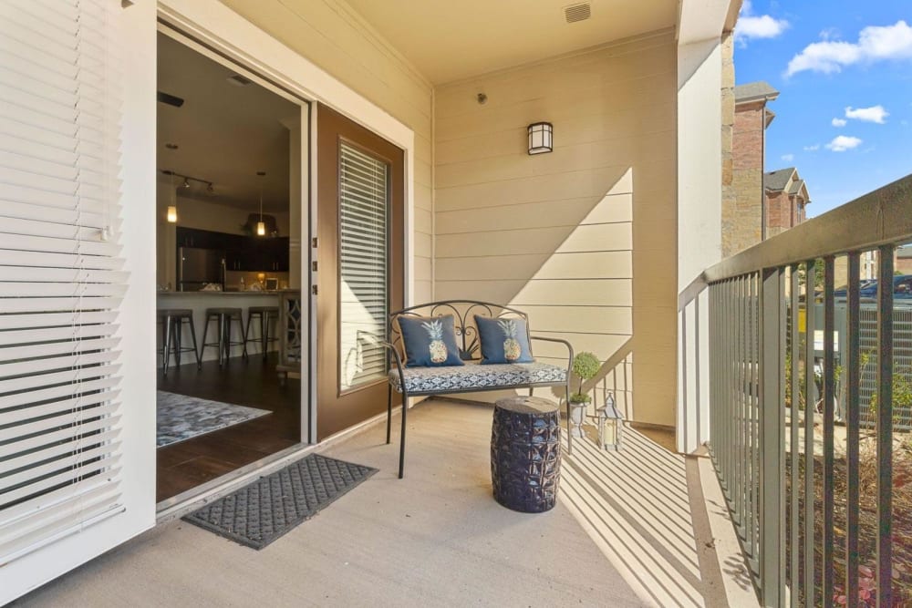 Private apartment balcony at Auberge of Burleson in Burleson, Texas