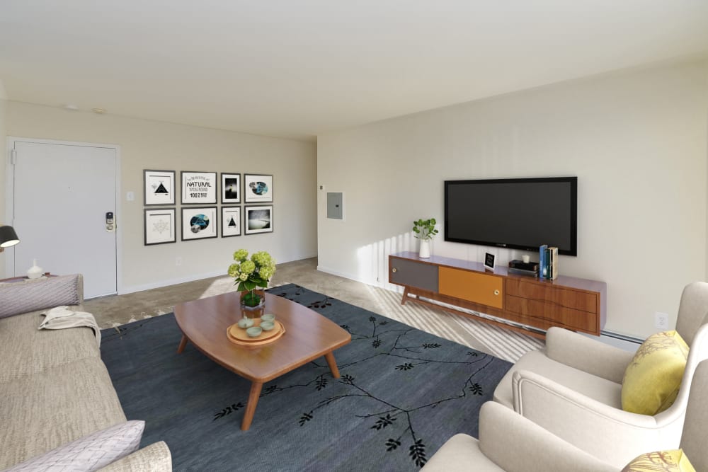 Living Room at Hill Brook Place Apartments in Bensalem, Pennsylvania