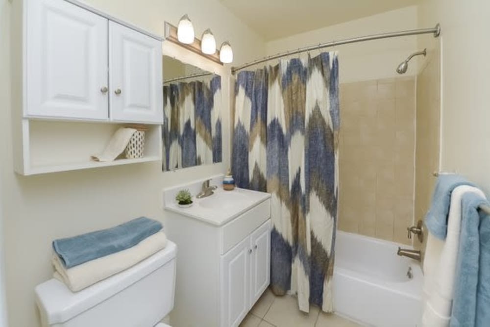 Bathroom at Hill Brook Place Apartments in Bensalem, Pennsylvania