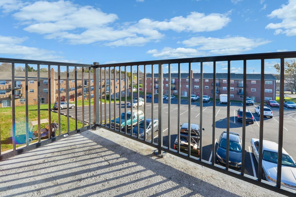 Balcony at Hill Brook Place Apartments in Bensalem, Pennsylvania