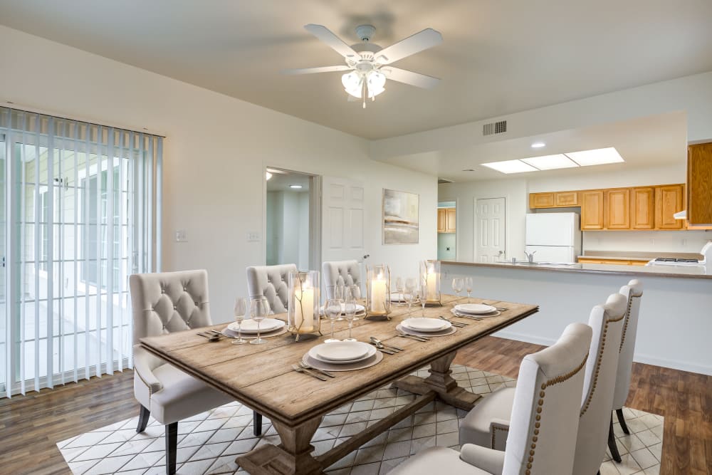 Furnished dining room in a home at Reagan Park in Lemoore, California