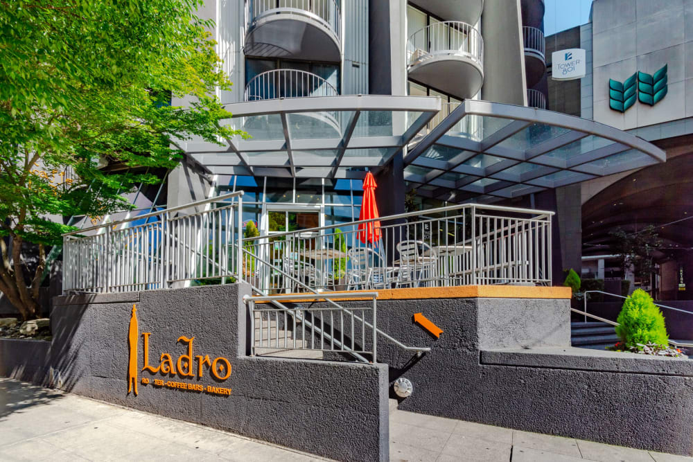 Caffe Ladro on the ground floor at Tower 801 in Seattle, Washington