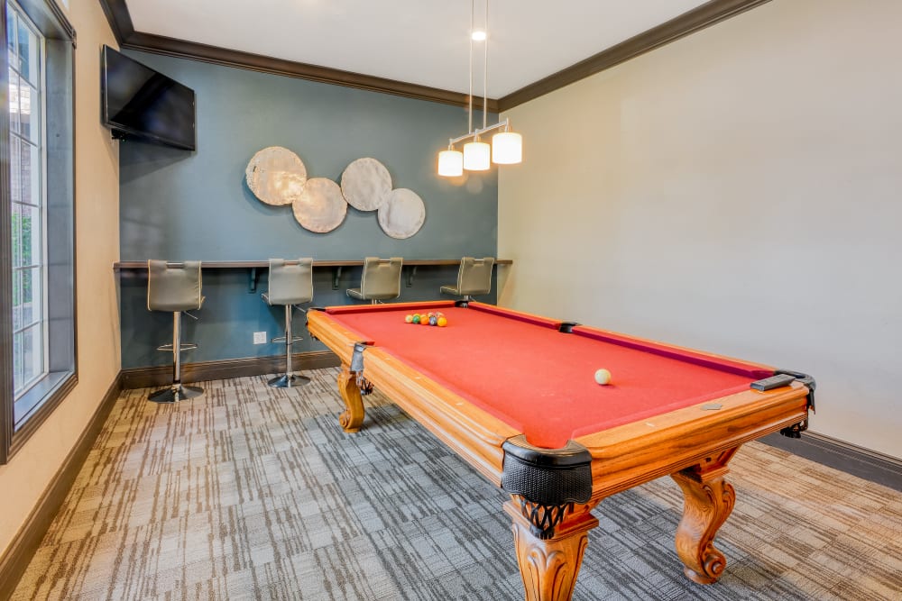 Pool table in the game room at Dove Valley Apartments in Englewood, Colorado