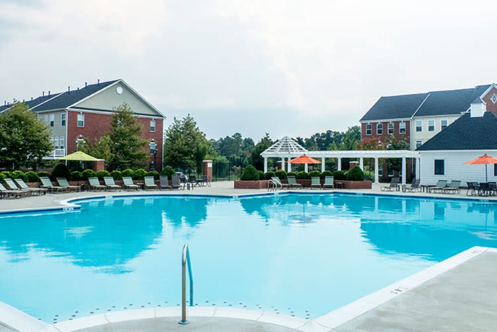Dazzling blue pool at The Flats at West Broad Village in Glen Allen, Virginia