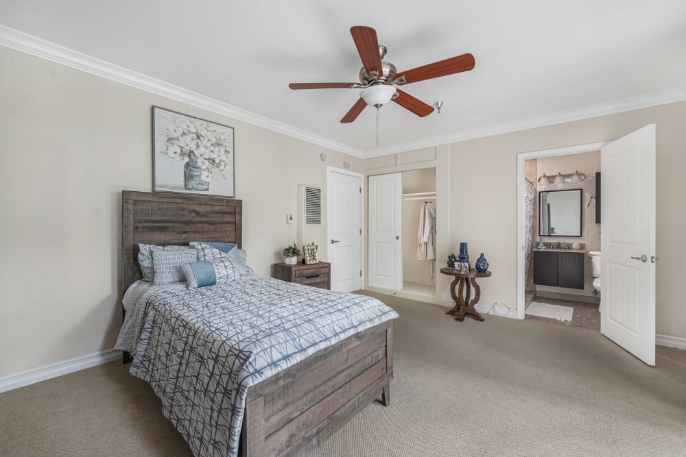 Bedroom with an attached bath at Meridian at Ocean Villa & Bella Mar in Santa Monica, California