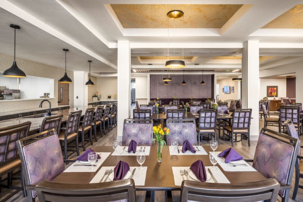 Elegant dining room at Amaran Senior Living in Albuquerque, New Mexico