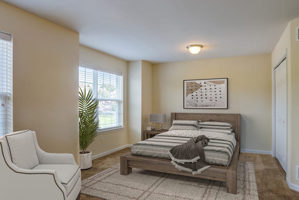 Bedroom at Emerald Pointe Townhomes' in Harrisburg, Pennsylvania