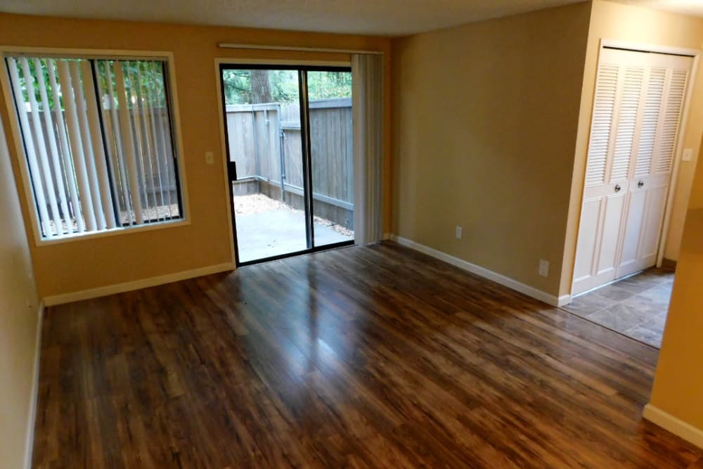 Beautiful wood style floors at Oakbrook Apartments in Vancouver, Washington